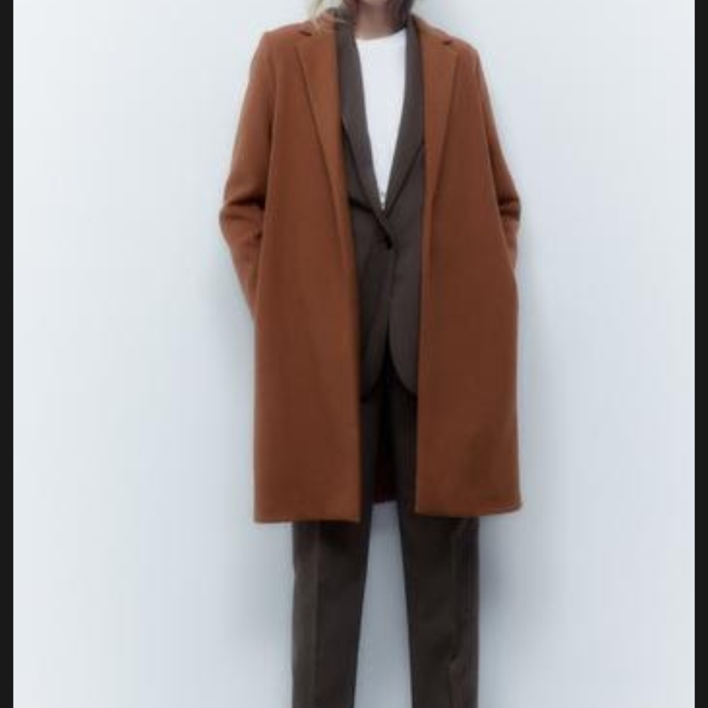 Zara Women's Teddy Coat in Warm Brown